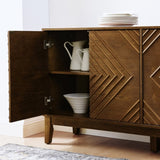 60.5'' Buffet Cabinet with Storage, Farmhouse Fluted Sideboard with Geometric Pattern & Adjustable W1801P288506
