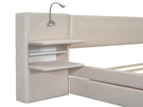 Full Size Velvet House Bed Wood Bed, Beige 95491646