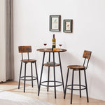 ZUN Round bar stool set with shelves, stool with backrest Rustic Brown, 23.6'' Dia x 35.4'' H W116294524