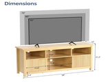 Entertainment Center TV Stand with 4 Open Cubbies & 2 Fluted Hinged Storage Doors, Adjustable Inner 90375918