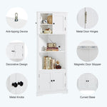 ZUN Tall Bathroom Storage Cabinet, Corner Cabinet with Doors and Adjustable Shelf, MDF Board, White WF318524AAK