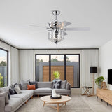 ZUN 52-inch Indoor Ceiling Fan with Pull Chain,Reversible AC motors , Pull Chain--Chrome W1592P164722