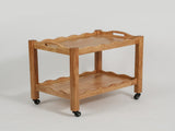 Solid Rubberwood Rolling Side Table, 2-Tier with Lockable Wheels & Removable Tray, Sturdy Durable W3040P455688