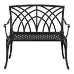 ZUN 38in Outdoor Orchid Back Aluminum Bench Black 43199570