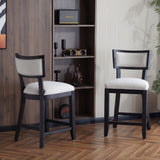 26.5" Counter Stools Set of 2, Upholstered Counter Height Bar Stools with Comfy Back, Solid Rubber 72643.00BGECHOC