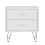 White 2-Drawer Accent Table with Hairpin Legs B062P181399