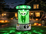 7.4ft Halloween Inflatable Alien in Stasis Pod, Sci-Fi Horror Area 51 Decor with Green Disco Light, 26722409