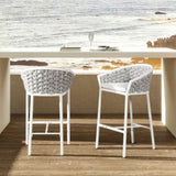 Rowan 27.5" Rope Barrel Low Back Patio Counter Stool, Set of 2, Optic White Acrylic B2719P245992