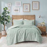 Twin Embroidered Medallion Faux Fur Ultra Plush Comforter Mini Set B03597229