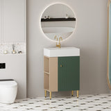 21.6" Open-shelving Bathroom Vanity with Ceramic Sink and Soft-Closing Door, Cloakroom Open Shelf 46799268