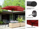 9FT Outdoor Half Patio Umbrella - Balcony Furniture, Red 12069674