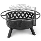 30in Outdoor Metal Fire Pit with Cooking Grates Black 29194477