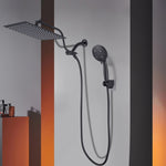 ZUN Black shower System 12 Inch Bathroom Luxury Rain Mixer Shower Combo Set Wall Mounted Rainfall Shower W1932P218046