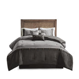 7 Piece Faux Suede Comforter Set Grey King B03596892