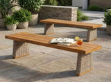 Outdoor Acacia Wood Bench,Teak Finish Brown Wicker N773P286715B
