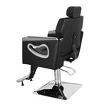 ZUN PVC Leather Cover Galvanized Square Tray with Footrest Retractable Barber Chair 300.00lbs Black 11736312