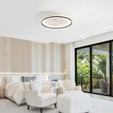 19 Inch RGB Dimmable Led Enclosed Ceiling Fan with Light Flush Mount Bladeless 6 Speed Remote 23895230