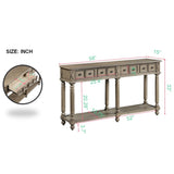 ZUN Retro Console Table Entryway Table 58" Long Sofa Table with 2 Drawers in Same Size and Bottom Shelf 56740968