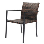 ZUN Set of 2 Stackable Outdoor Wicker Patio Dining Chairs, All-Weather Firepit Armchair with Armrests, 80539586