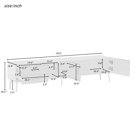 ZUN Modern TV Stand with 5 Champagne legs - Durable, stylish, spacious, versatile storage TVS up to 77" 58347994