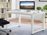 white desktop white pipe frame P2 particleboard with triamine steel feet 110cm computer desk 76997626