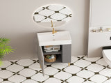 21.6" Open-shelving Bathroom Vanity with Ceramic Sink and Soft-Closing Door, Cloakroom Open Shelf 91739193