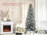 7.5' Tall Unlit Snow-Flocked Slim Artificial Christmas Tree with Realistic Branches and 738 Tips 12788439