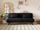 velvet black 55 Convertible Chair Bed, Tri-Fold Sofa Bed with Adjustable Backrest & Pillow, Leisure W1767P192807