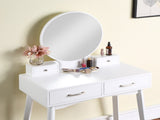 Liannon Contemporary Wood Vanity and Stool Set, White T2574P164239