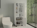 Storage Cabinet, 2 Doors, 9 Shelves, 4 Legs, White B097P350297