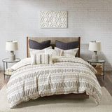 Cotton Jacquard Comforter Mini Set Ivory/Charcoal King/Cal King B035128811