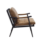 Berham Chestnut and Matt Iron Accent Chair with Metal Leg B062P209142