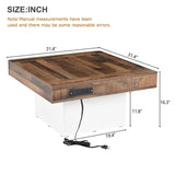 ZUN ON-TREND 31.4'' x 31.4'' Farmhouse Coffee Table with 2 USB Ports and Outlets, Brown Spliced Wood N721P189320K