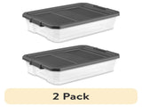 (2 pack) 40 Quart Medium Stackable Storage Bin, Clear Plastic Underbed Storage Container with Latch 37753299