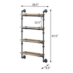 ZUN Oak and Sandy Black Rectangle 4-tier Wall Shelf B062P184602