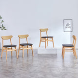 ZUN 4 The stylish and durable solid wood dining chair, small curved back, PU cushion, and beautiful W1151P154829