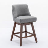 Counter Height Swivel Barstools, 26'' H Seat Height Upholstered Bar Stools Set of 2, Fabric in Gray W1143P151491