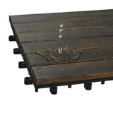 10 PCS Interlocking Deck Tiles Striped Pattern, 12" x 12" Dark Brown Square Acacia Hardwood Outdoor 62340831