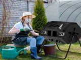 Outdoor Compost Tumbler Dual Chamber, Outdoor Tumbling Composter Dual Rotating Batch Compost Bin, 42 90921174