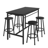 ZUN 5-piece rural kitchen table with four bar stools, metal frame and MDF, black 43089264