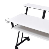 White and Black Music Recording Studio Desk with Metal Base B062P209213