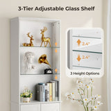 3-layer glass shelf with 2 doors double Z shape LED light strip front curved base feet triammine 45798637