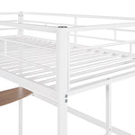 ZUN Twin Metal Loft Bed with Desk, Ladder and Guardrails, Loft Bed for Bedroom, White MF286452AAK