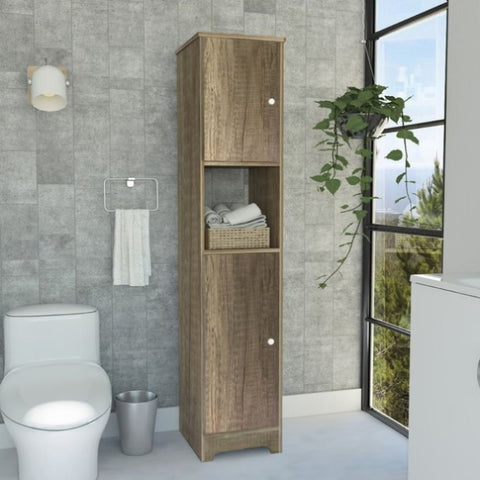 ZUN Ibis Linen Cabinet, Double Doors, Four Interior Shelves, Two Cabinets -Light Oak B20092086