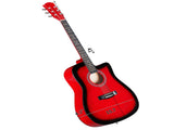 Turn red 41-inch Dreadnought barrel-shaped cutaway acoustic guitar with pick, strings, capo, gig 66684470