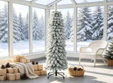 5ft Slim Pencil Artificial Christmas Tree Snow-Flocked Xmas Tree with 301 Lifelike Branch Tips, 52683868