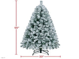 4.5FT Pre-lit Flocked Artificial Christmas Tree with Foldable Stand,Decorative Tree with Warm 78406931