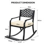 Metal Chair, Outdoor Bench with Cushion, Patio Rocker with Footrest, Weatherproof 64175389