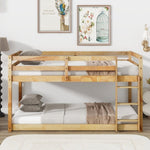 ZUN Solid Wooden, Solid Rubber Wooden Twin over Twin Loft Bed with Ladder, with Bed Platform of W504P191673