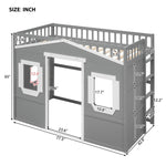 ZUN Twin Size House Loft Bed With Ladder-Gray+White Frame 72573303